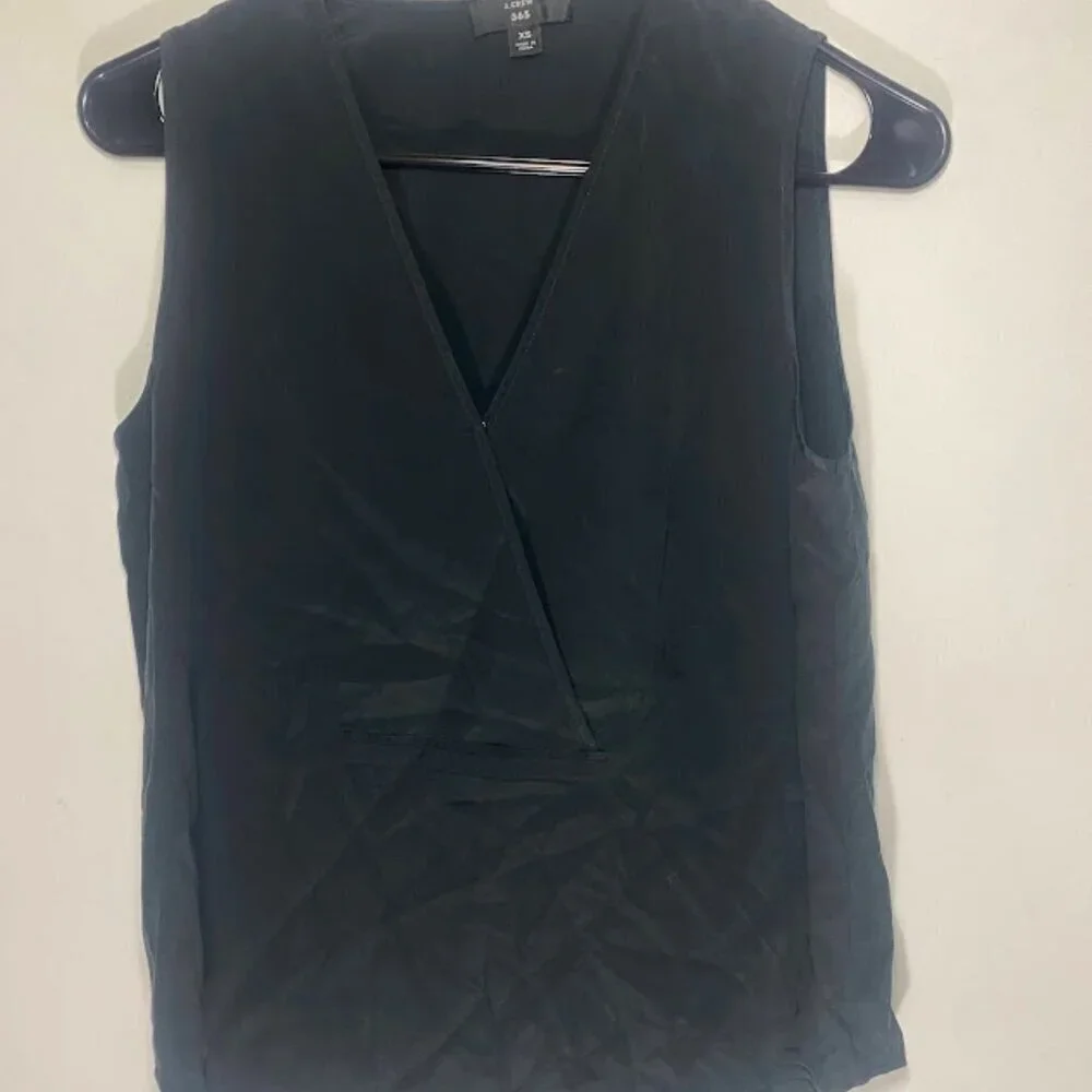 J Crew 365 Black Silk Sleeveless Blouse